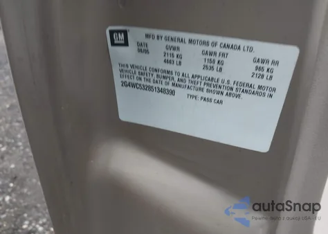 2005 Buick Lacrosse Cx from USA, damaged, VIN 2G4WC532851348390